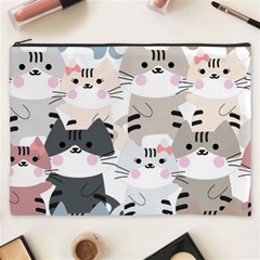 Cute Cat Couple Seamless Pattern Cartoon Cosmetic Bag (xxxl) by Simbadda