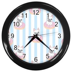 French-bulldog-dog-seamless-pattern Wall Clock (black) by Simbadda