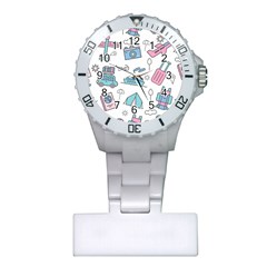 Transportation Seamless Pattern Plastic Nurses Watch by Simbadda