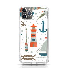 Nautical-elements-pattern-background Iphone 11 Pro 5 8 Inch Tpu Uv Print Case by Simbadda