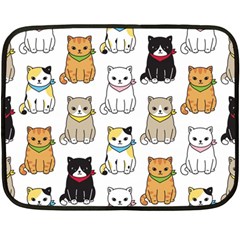 Cat-kitten-seamless-pattern Fleece Blanket (mini) by Simbadda