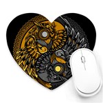 Yin-yang-owl-doodle-ornament-illustration Heart Mousepad Front