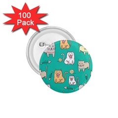 Seamless-pattern-cute-cat-cartoon-with-hand-drawn-style 1 75  Buttons (100 Pack)  by Simbadda