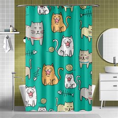 Seamless-pattern-cute-cat-cartoon-with-hand-drawn-style Shower Curtain 48  X 72  (small)  by Simbadda