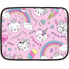 Beautiful-cute-animals-pattern-pink Fleece Blanket (mini) by Simbadda