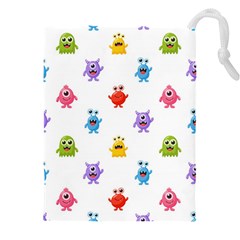 Seamless-pattern-cute-funny-monster-cartoon-isolated-white-background Drawstring Pouch (4xl) by Simbadda