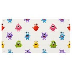 Seamless-pattern-cute-funny-monster-cartoon-isolated-white-background Banner And Sign 8  X 4  by Simbadda