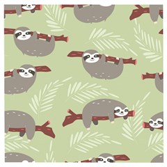 Sloths-pattern-design Wooden Puzzle Square by Simbadda