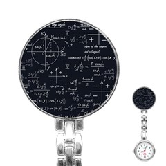 Mathematical-seamless-pattern-with-geometric-shapes-formulas Stainless Steel Nurses Watch by Simbadda