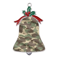 Camouflage Design Metal Holly Leaf Bell Ornament by Excel