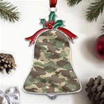 Camouflage Design Metal Holly Leaf Bell Ornament Front