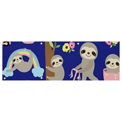 Hand-drawn-cute-sloth-pattern-background Banner And Sign 9  X 3  by Simbadda