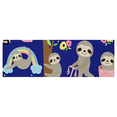 Hand-drawn-cute-sloth-pattern-background Banner And Sign 12  X 4  by Simbadda