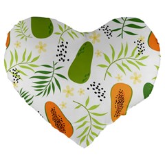 Seamless-tropical-pattern-with-papaya Large 19  Premium Heart Shape Cushions by Simbadda