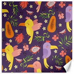 Exotic-seamless-pattern-with-parrots-fruits Canvas 20  X 20  by Simbadda