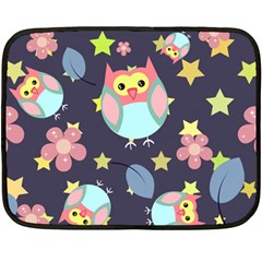 Owl-stars-pattern-background Two Sides Fleece Blanket (mini) by Simbadda