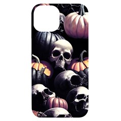 Halloween Party Skulls, Demonic Pumpkins Pattern Iphone 14 Black Uv Print Case by Casemiro