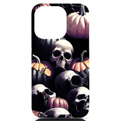 Halloween Party Skulls, Demonic Pumpkins Pattern Iphone 14 Pro Black Uv Print Case by Casemiro