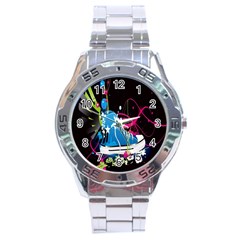 Sneakers Shoes Patterns Bright Stainless Steel Analogue Watch by Proyonanggan