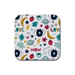 Love Pattern Rubber Coaster (Square) Front