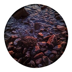 Twilight Treasures: Rocky Beachscape  Round Glass Fridge Magnet (4 Pack) by dflcprintsclothing