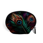 Peacock Feathers Nature Feather Pattern Accessory Pouch (Small) Front