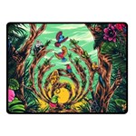 Monkey Tiger Bird Parrot Forest Jungle Style Fleece Blanket (Small) 50 x40  Blanket Front