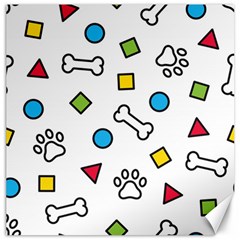 Dog Paw Seamless Pattern Footprint Bone Canvas 16  X 16  by Bangk1t