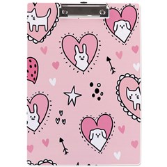 Cartoon Cute Valentines Day Doodle Heart Love Flower Seamless Pattern Vector A4 Acrylic Clipboard by Bangk1t