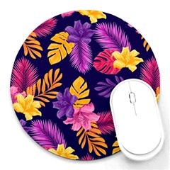 Tropical Pattern Round Mousepad by Bangk1t