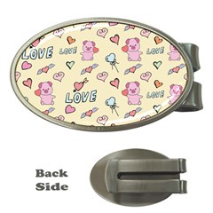 Pig Animal Love Romance Seamless Texture Pattern Money Clips (oval)  by pakminggu