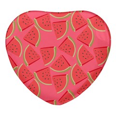 Watermelon Background Watermelon Wallpaper Heart Glass Fridge Magnet (4 Pack) by pakminggu