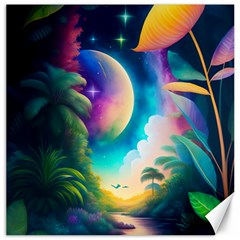 Jungle Moon Light Plants Space Canvas 16  X 16  by Ravend