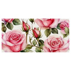 Flower Rose Pink Banner And Sign 8  X 4  by Ravend