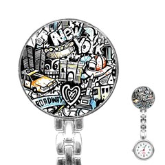 New York City Nyc Broadway Doodle Art Stainless Steel Nurses Watch by Grandong