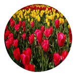 Yellow Pink Red Flowers Round Glass Fridge Magnet (4 pack) Front