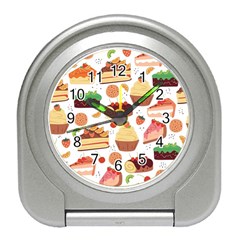 Dessert And Cake For Food Pattern Travel Alarm Clock by Grandong