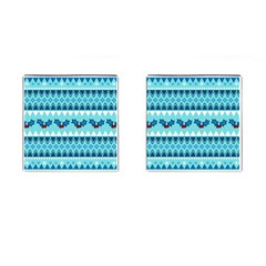 Blue Christmas Vintage Ethnic Seamless Pattern Cufflinks (square) by Grandong