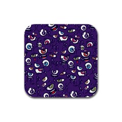 Eye Artwork Decor Eyes Pattern Purple Form Backgrounds Illustration Rubber Square Coaster (4 Pack) by Grandong