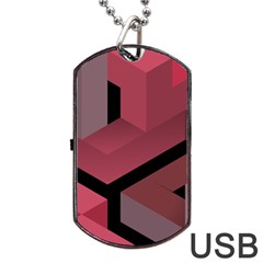 Blocks Abstract Pattern Art Dog Tag Usb Flash (one Side) by Grandong