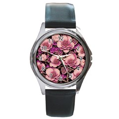 Plum Blossom Blossom Round Metal Watch by Grandong