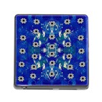 Oilpainting Blue Flowers In The Peaceful Night Memory Card Reader (Square 5 Slot) Front