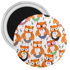 Cute-colorful-owl-cartoon-seamless-pattern 3  Magnets by pakminggu