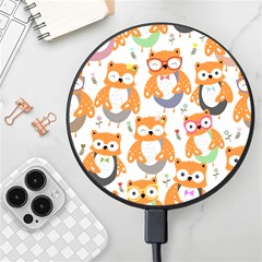 Cute-colorful-owl-cartoon-seamless-pattern Wireless Fast Charger(black) by pakminggu