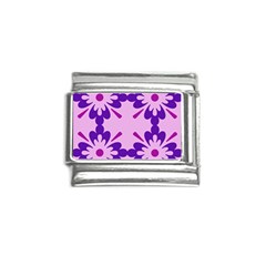 Pink And Purple Flowers Pattern Italian Charm (9mm) by shoopshirt