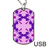 Pink And Purple Flowers Pattern Dog Tag USB Flash (Two Sides) Front