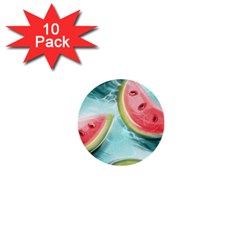 Watermelon Fruit Juicy Summer Heat 1  Mini Buttons (10 Pack)  by uniart180623