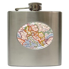 Vintage World Map Europe Globe Country State Hip Flask (6 Oz) by Grandong