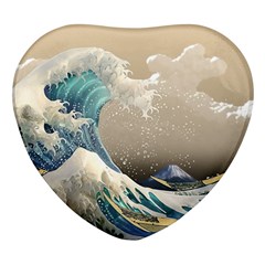 Japanese Wave Heart Glass Fridge Magnet (4 Pack) by Cowasu