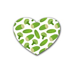 Vegetable Pattern With Composition Broccoli Rubber Coaster (heart) by pakminggu